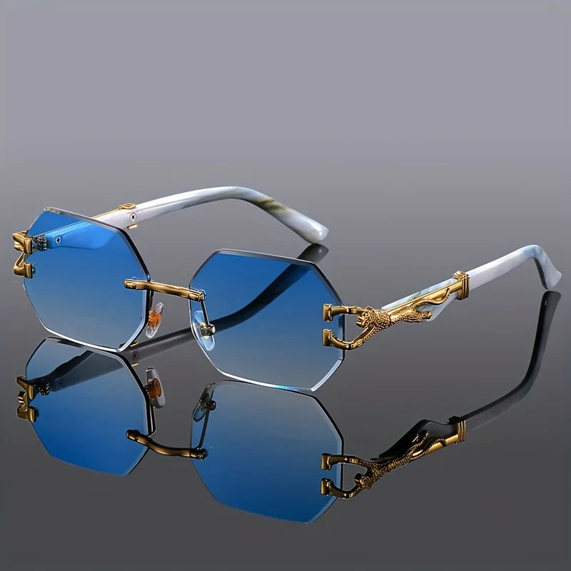 Geometric Leopard Print Sport Glasses For Women, Lightweight & Durable Composite Frame, Trendy Streetwear Glasses