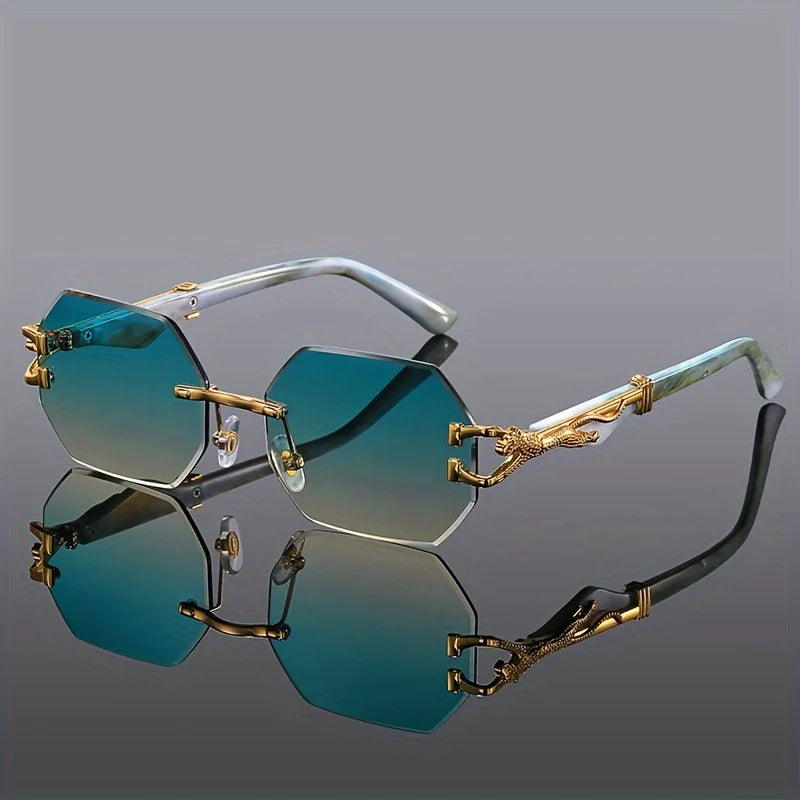 Geometric Leopard Print Sport Glasses For Women, Lightweight & Durable Composite Frame, Trendy Streetwear Glasses