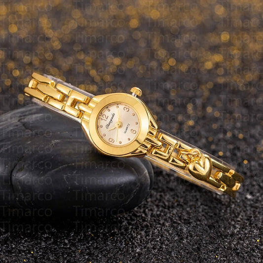 New Women Bracelet Watch Elegant Golden Small Dial Ladies Quartz Wristwatch Vintage Luxury Watches Women Clock montre femme