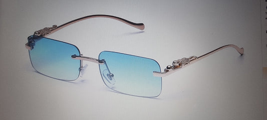 Retro rimless sunglasses UV400 fashion square metal glasses